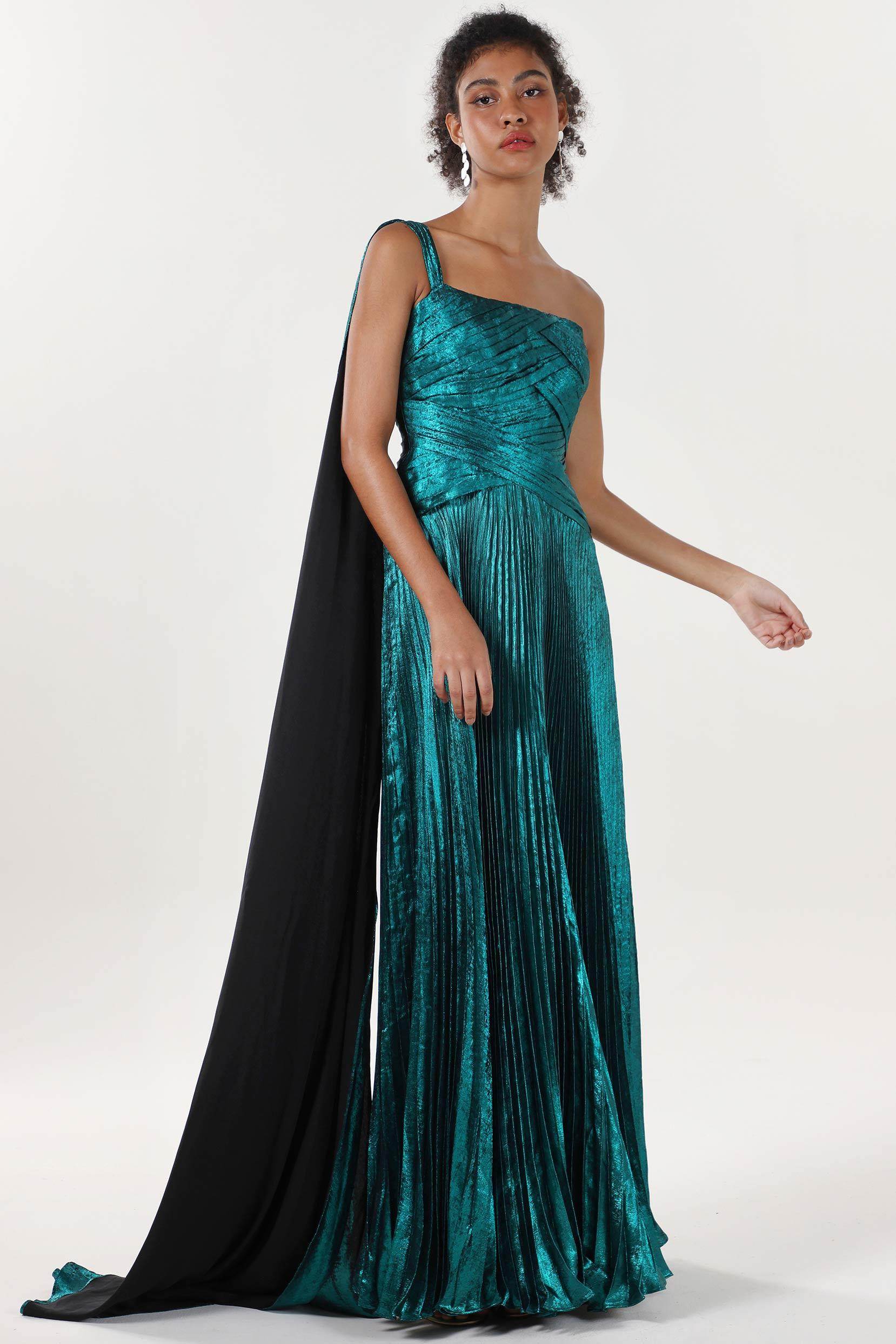 A-Line Maxi Metallic Formal Dress CS0643 - COCOMELODY